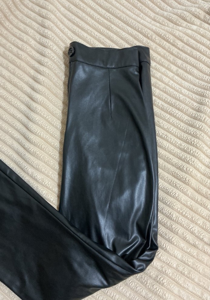 Deri Siyah Kadın Pantolon - Görsel 4