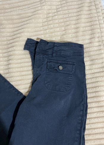 Lacivert Kemerli Kadın Kot Pantolon - Görsel 2