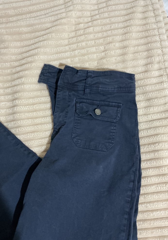 Lacivert Kemerli Kadın Kot Pantolon - Görsel 2