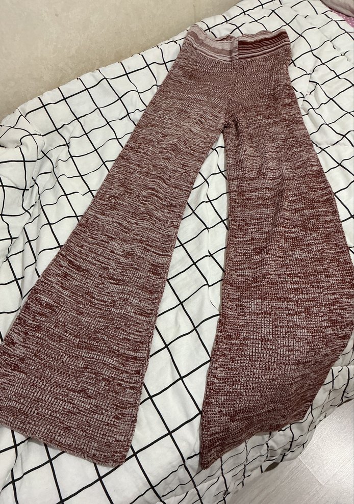 Bordo Örme Kadın Pantolon - Görsel 3