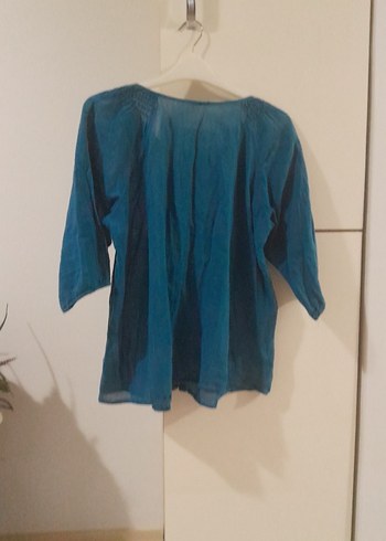 xl Beden mavi Renk Düğmeli Mavi Kadın pamuklu Gömlek