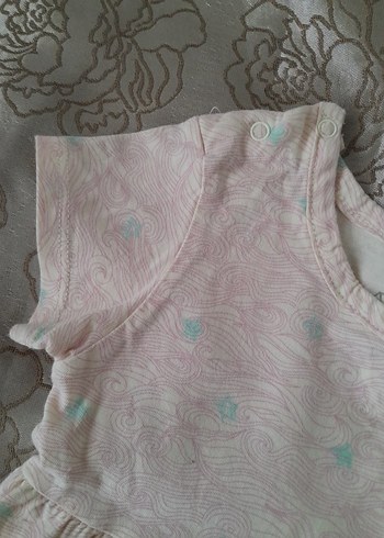 18-24 Ay Beden Kız Çocuk Pembe Kısa Kollu Pamuklu Elbise 18 ay