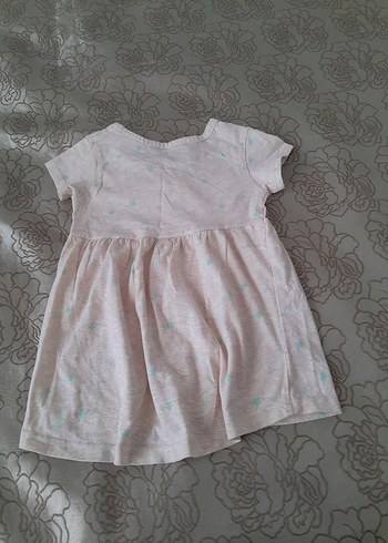 18-24 Ay Beden pembe Renk Kız Çocuk Pembe Kısa Kollu Pamuklu Elbise 18 ay