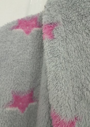Gri Uzun Kadın  polar sabahlık Desenli, Rahat Kesim - Görsel 7