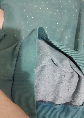 yeşil taşlaşmış. taşlı sweatshirt L - Görsel 7