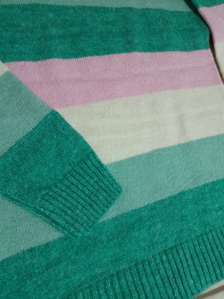 Çizgili Pastel Renkli Kadın Triko Kazak - Görsel 3