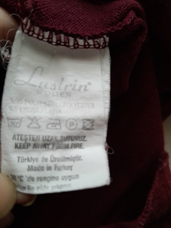 Bordo Uzun Kollu Pileli Kadın Elbise - Görsel 4