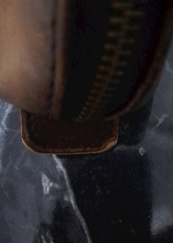 Bej hakiki  Deri Vintage Makyaj Çantası. kalemlik - Görsel 3