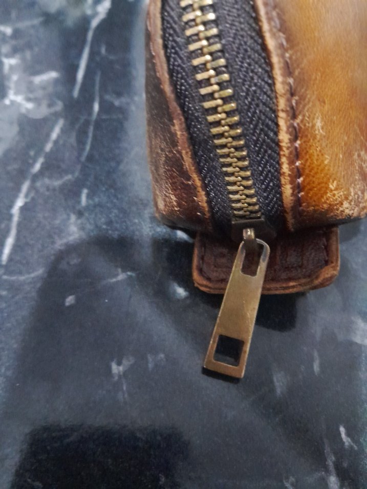 Bej hakiki  Deri Vintage Makyaj Çantası. kalemlik - Görsel 5