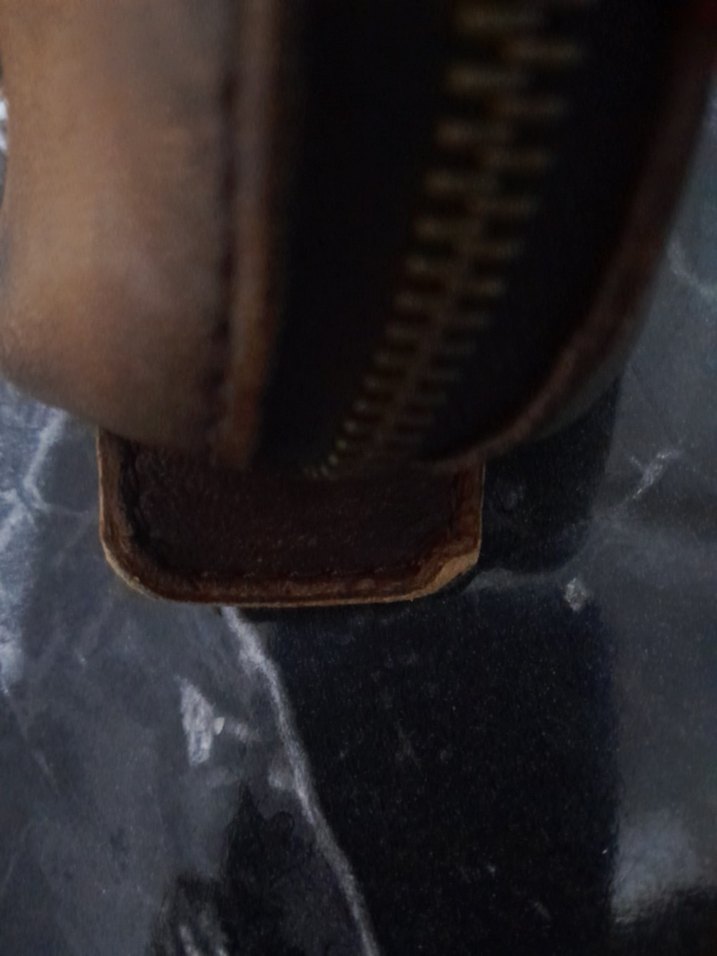 Bej hakiki  Deri Vintage Makyaj Çantası. kalemlik - Görsel 3