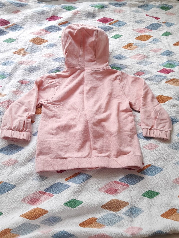 Kız Çocuk somon rengi Kapüşonlu Fermuarlı Sweatshirt 24 36 ay - Görsel 2