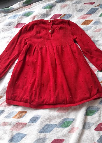 Kız Çocuk Kırmızı Fırfırlı Uzun Kollu Elbise lcv 12 18 ay - Görsel 2