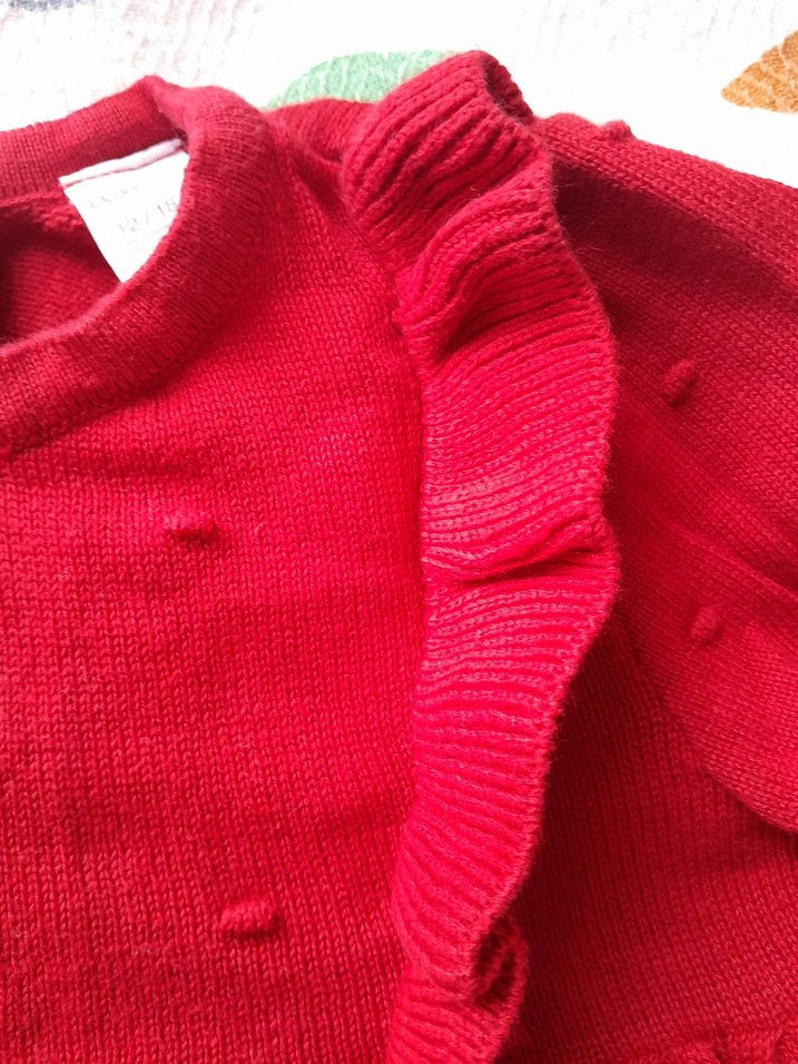 Kız Çocuk Kırmızı Fırfırlı Uzun Kollu Elbise lcv 12 18 ay - Görsel 5