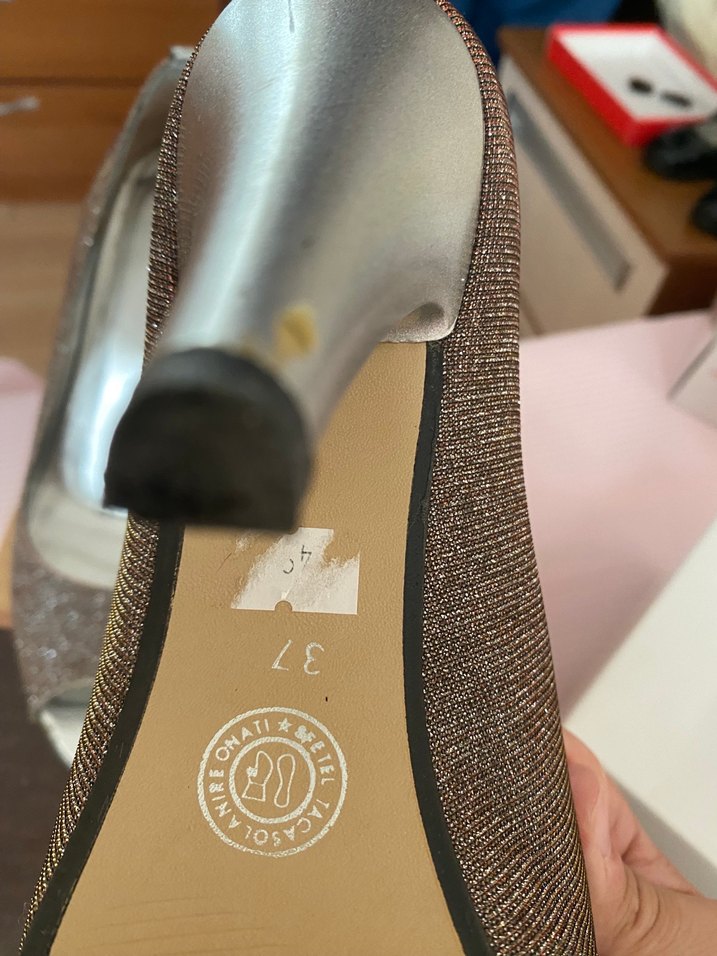 Bej Parlak Platform Topuklu Kadın Abiye Ayakkabı - Görsel 4