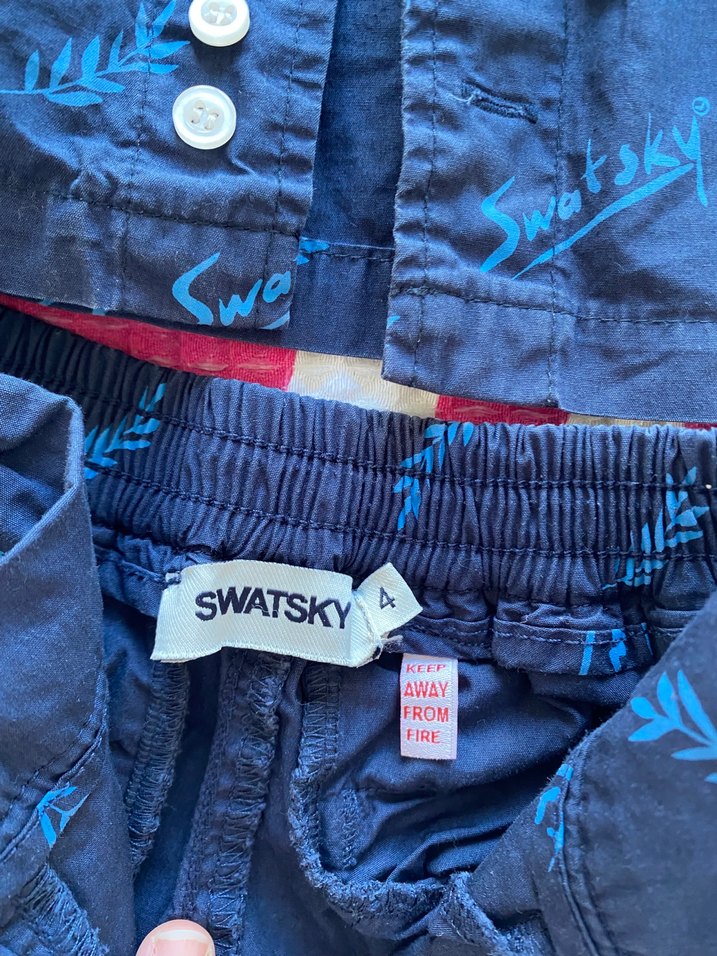 Erkek Bebek Koyu Mavi Batik Desenli Kot İkili Takım - Görsel 2