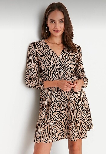 LEOPAR DESENLİ ELBİSE