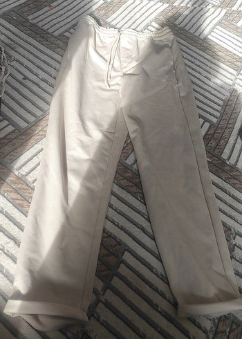 Beyaz erkek Midi Kumaş Pantolon - Görsel 4