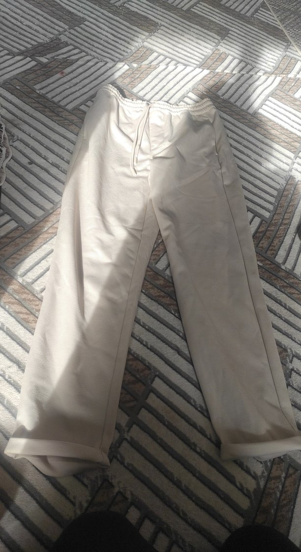 Beyaz erkek Midi Kumaş Pantolon - Görsel 4