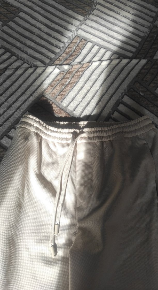 Beyaz erkek Midi Kumaş Pantolon - Görsel 3