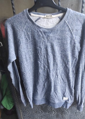 Gri Erkek Denim Sweatshirt - Görsel 2