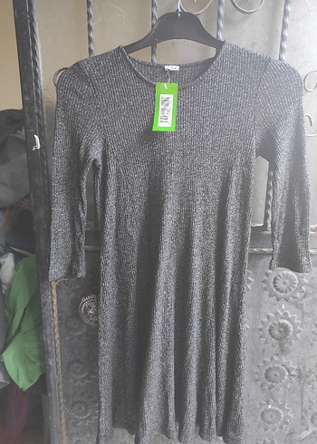 Gri Örgü Triko Kadın Midi Elbise - Görsel 2