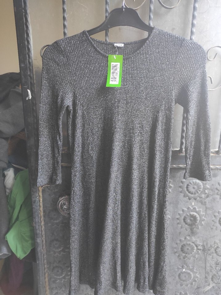 Gri Örgü Triko Kadın Midi Elbise - Görsel 2