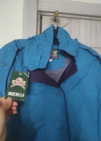 Mavi Uzun Kadın Yağmurluk - Görsel 3