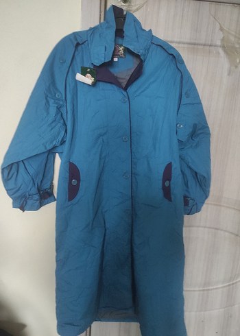 Mavi Uzun Kadın Yağmurluk - Görsel 2