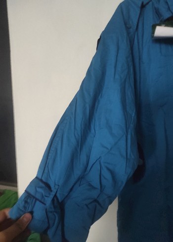 Mavi Uzun Kadın Yağmurluk - Görsel 4