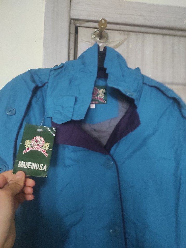 Mavi Uzun Kadın Yağmurluk - Görsel 3