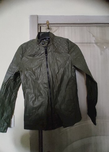 Gri Deri Biker Ceket Kadın - Görsel 3