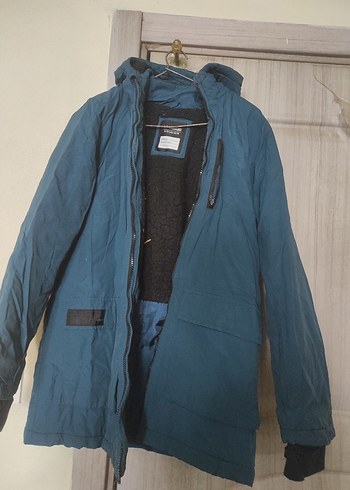 Erkek çocuk Mavi Kapüşonlu Midi Mont - Görsel 2