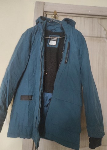 Erkek çocuk Mavi Kapüşonlu Midi Mont - Görsel 3