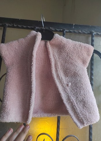 Kız Çocuk Pembe Örme Kolsuz Yelek - Görsel 3