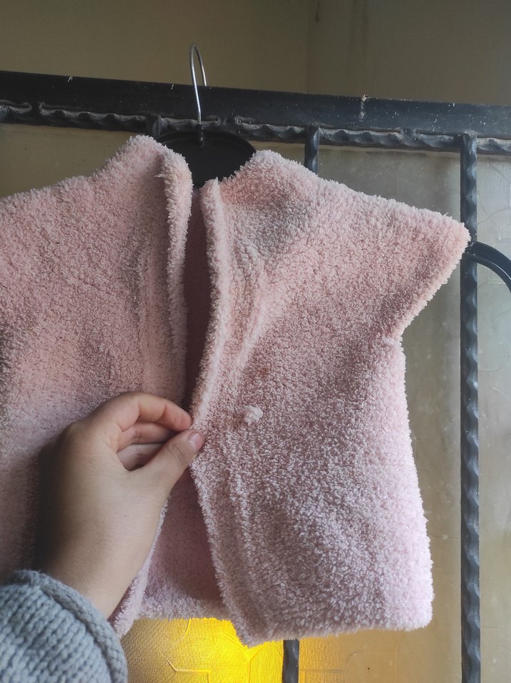 Kız Çocuk Pembe Örme Kolsuz Yelek - Görsel 4