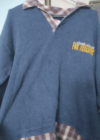 Erkek Çocuk Gri Uzun Kollu Gömlek Yaka Sweatshirt - Görsel 4