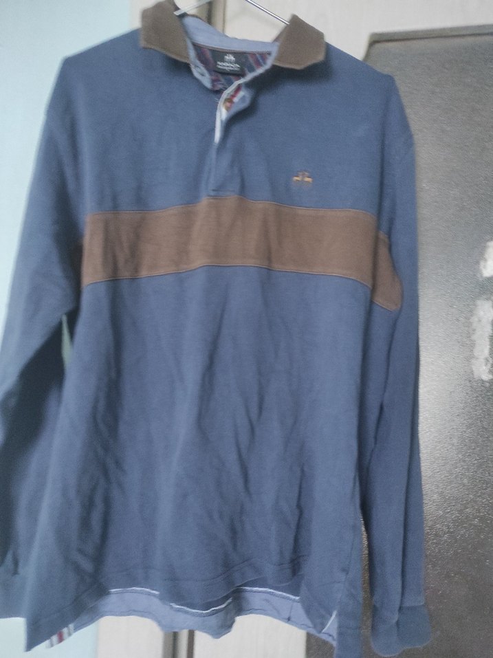 Uzun Kollu Kahverengi Gri Polo Tişört - Görsel 3