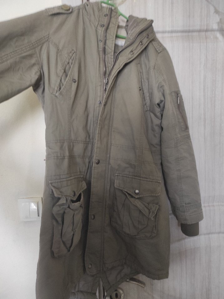 Gri Düğmeli Midi Street Style  Ceket - Görsel 3