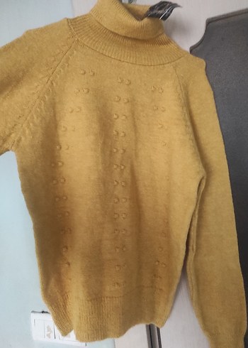 Sarı Boğazlı Triko Kadın Kazak - Görsel 2