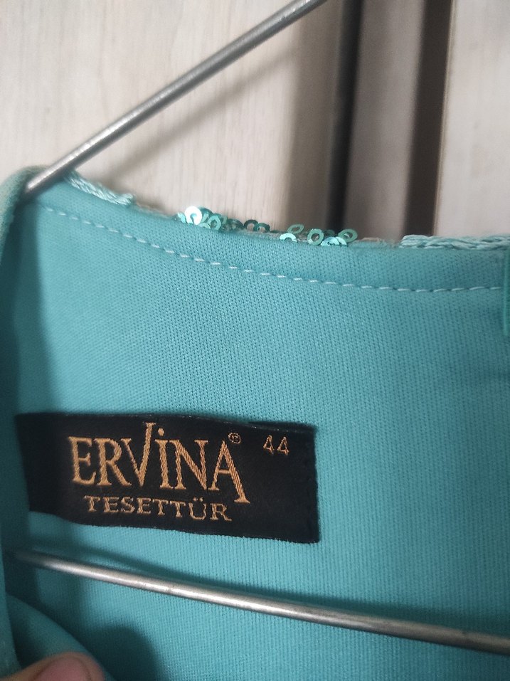 Uzun Turkuaz Kadın Abiye elbise - Görsel 5