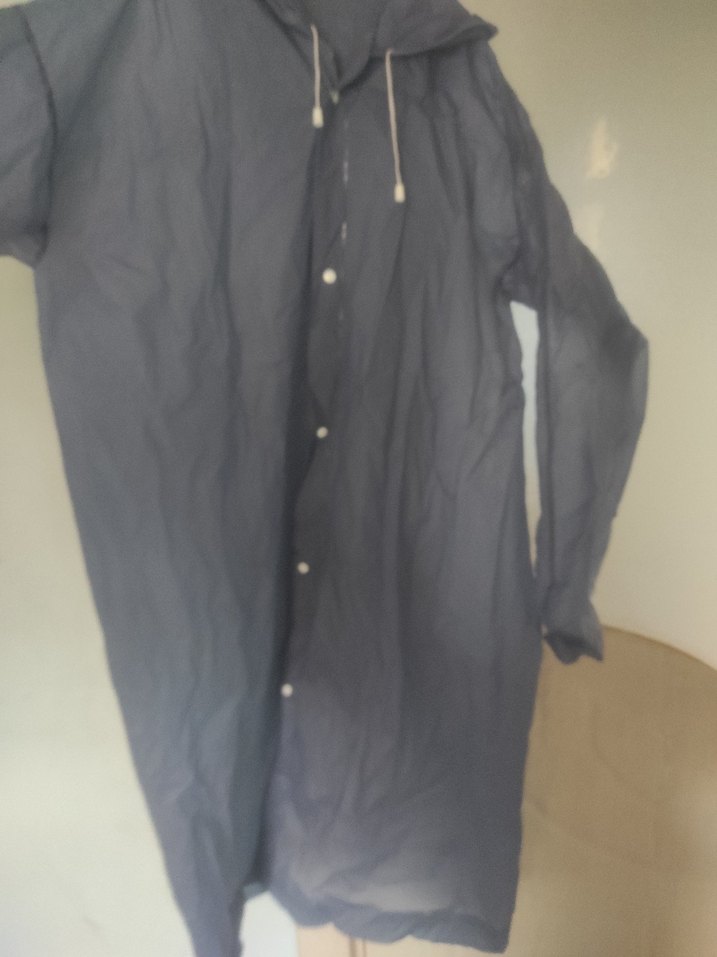 Uzun Gri Keten Erkek(kadın )Yağmurluk - Görsel 2