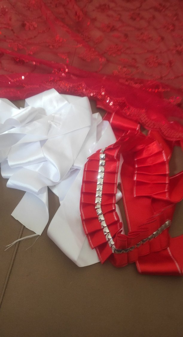 Kırmızı Parlak kinalik Dantel ve Kurdele Seti - Görsel 2