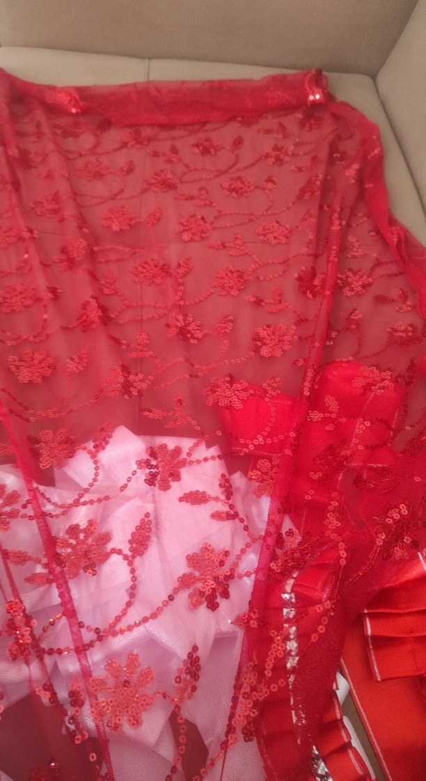 Kırmızı Parlak kinalik Dantel ve Kurdele Seti - Görsel 3