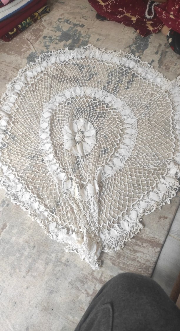 Bohem Tarz El Yapımı Yuvarlak Dantel Örtü - Görsel 3