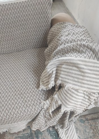 Gri Modern Desenli Kanepe Örtüsü 2'li - Görsel 4