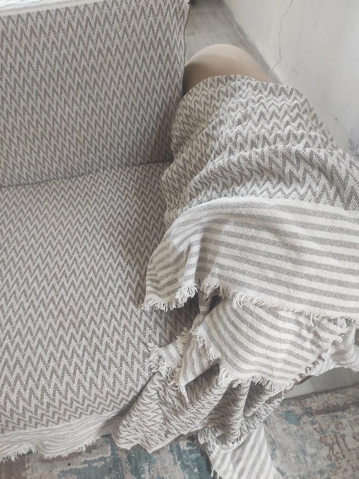 Gri Modern Desenli Kanepe Örtüsü 2'li - Görsel 4