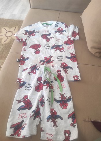 Çocuk Örme Kısa Kollu Örümcek Adam Pijama Takımı