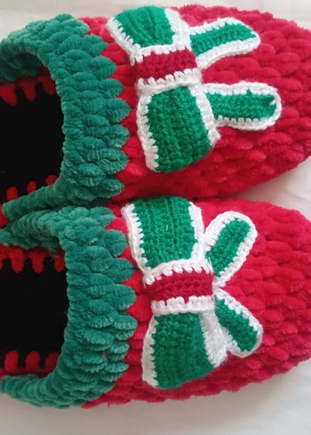 Nakışlı Örgü Kadın Ev Terliği yılbaşı - Görsel 2