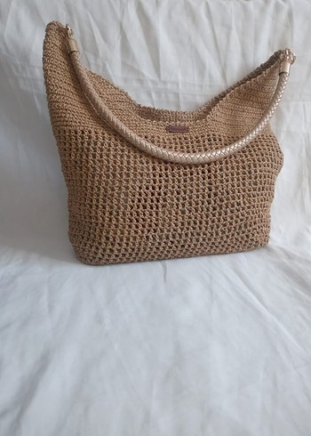 Bej Yılan Desenli Zincir Detaylı Uzun Kolye çanta - Görsel 3