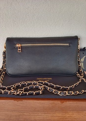 Zadig & Voltaire Zadig & Voltaire 27cm Zincir Detaylı Siyah Deri Çapraz Çanta